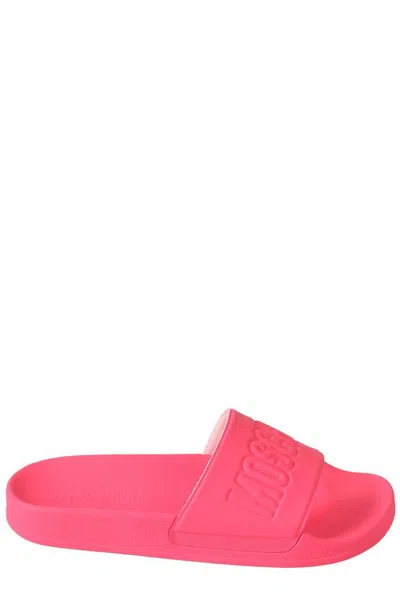 Moschino Logo Embossed Slip In Pink