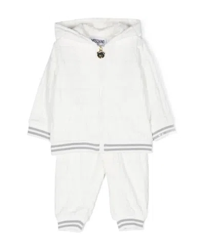 Moschino Logo-embossed Terry-cloth Tracksuit In White