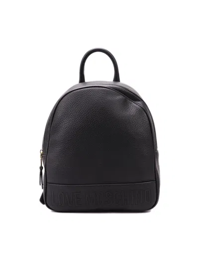 Moschino Logo-embossed Zipped Backpack In Nero