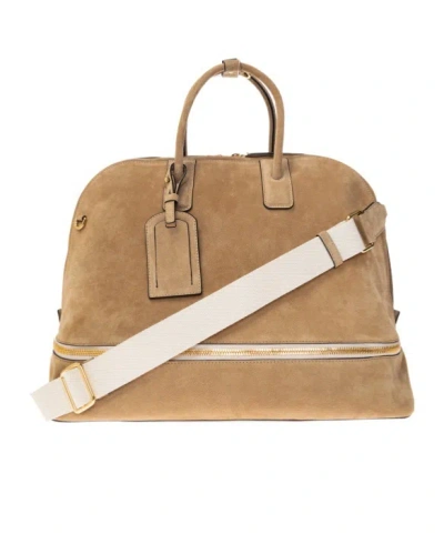 Moschino Logo Embossed Zipped Tote Bag In Sand