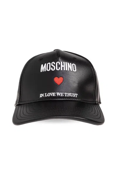 Moschino Logo Embroidered Baseball Cap In Black
