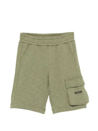 Moschino Kids' Logo-embroidered Cargo Shorts In Green