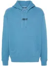 Moschino Logo-embroidered Cotton Hoodie In Blau