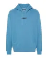 Moschino Logo-embroidered Cotton Hoodie In Blue