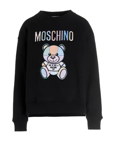 Moschino Logo-embroidered Cotton Sweatshirt In Black