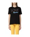 Moschino Logo-embroidered Cotton T-shirt In Black