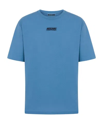 MOSCHINO LOGO-EMBROIDERED COTTON T-SHIRT
