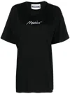 Moschino Crew Neck Short Sleeve Straight Hem Top In Schwarz