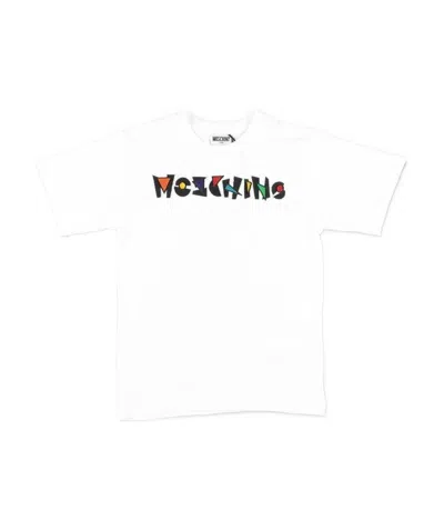 Moschino Logo-embroidered Cotton T-shirt In White
