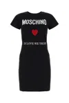 MOSCHINO LOGO EMBROIDERED CREWNECK MINI T-SHIRT DRESS