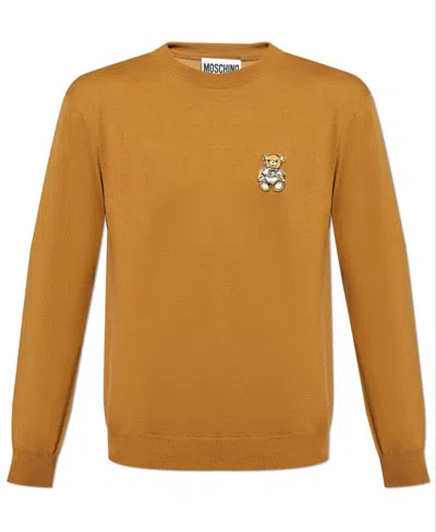 Moschino Teddy Bear-appliqué Wool Sweater In Beige