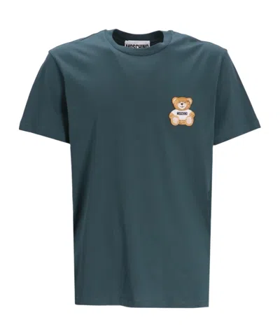Moschino Teddy Bear-print Cotton T-shirt In Blue