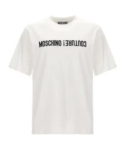 MOSCHINO MOSCHINO LOGO EMBROIDERED CREWNECK T-SHIRT