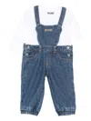 Moschino Logo-embroidered Denim Dungarees In Blue