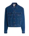 Moschino Teddy Embroidery Cotton Denim Jacket In Blue