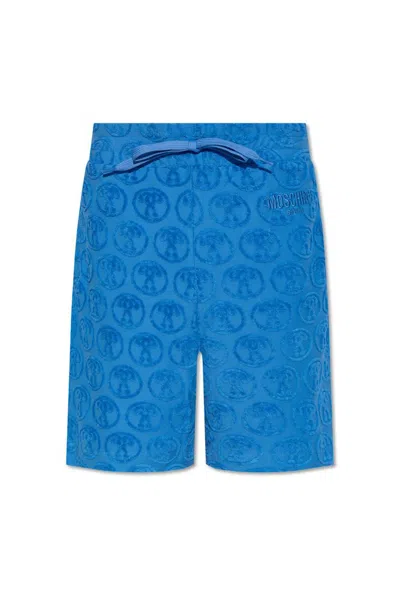 Moschino Logo Embroidered Drawstring Shorts In Blue