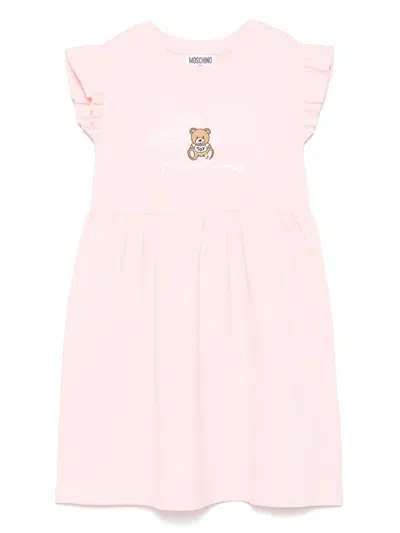 Moschino Kids' Logo-embroidered Dress In Pink