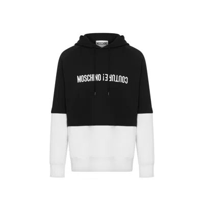 Moschino Logo-embroidered Cotton Sweatshirt In Black