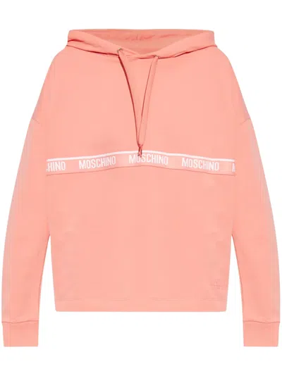 Moschino Logo-embroidered Hoodie In Pink