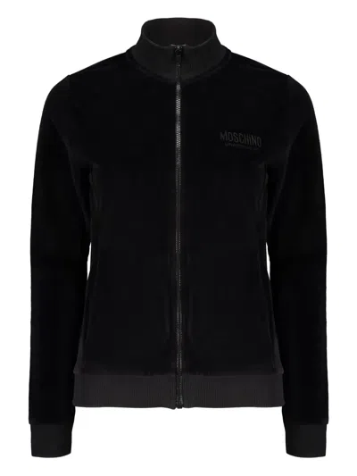 Moschino Logo-embroidered Jacket In Black