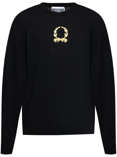 Moschino Logo-embroidered Jumper In Black