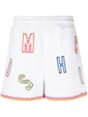 Moschino Logo Embroidered Bermuda Shorts With Elastic Waistband In White