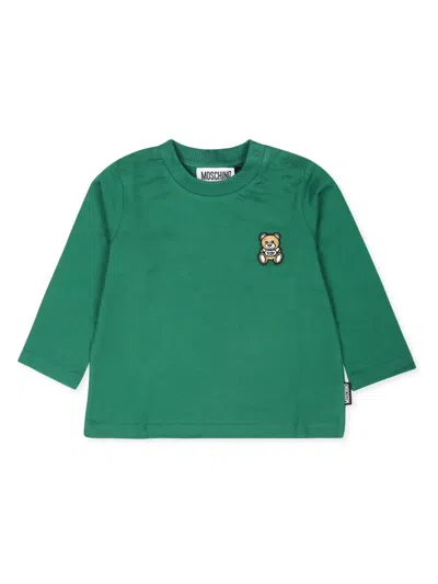 Moschino Babies' Logo-embroidered Long-sleeve T-shirt In Green