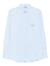 Moschino Logo-embroidered Long-sleeved Shirt In Blue