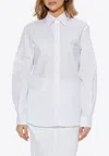 Moschino Logo-embroidered Long-sleeved Shirt In White