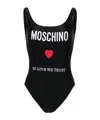 Moschino Logo-embroidered Open-back Swimsuit In Black