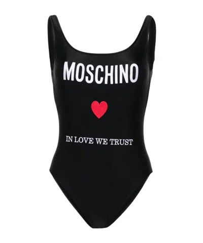 MOSCHINO MOSCHINO LOGO EMBROIDERED ONE-PIECE SWIMSUIT