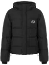 Moschino Nylon Puffer Jacket Laurel Crown Logo In Black
