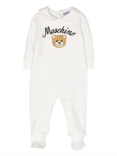 Moschino Babies' Logo-embroidered Pajama In White