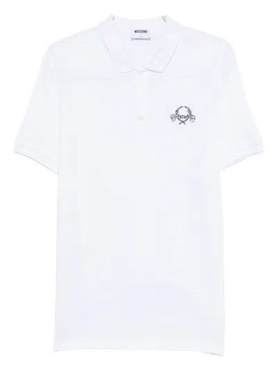 Moschino Logo-embroidered Polo Shirt In White