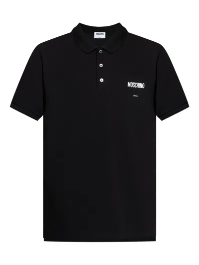 Moschino Couture Cotton Pique Polo In Black