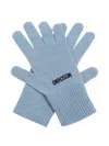 Moschino Logo-embroidered Ribbed Gloves In Blue