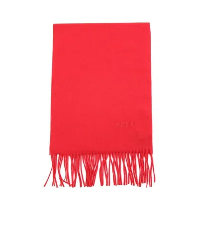 Moschino Logo-embroidered Scarf In Red