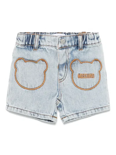 Moschino Babies' Logo-embroidered Shorts In Blue