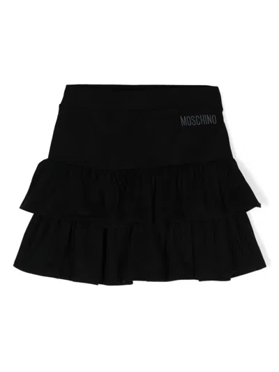 Moschino Kids' Logo-embroidered Skirt In Black