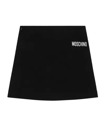 Moschino Logo-embroidered Slip-on Skirt In Black