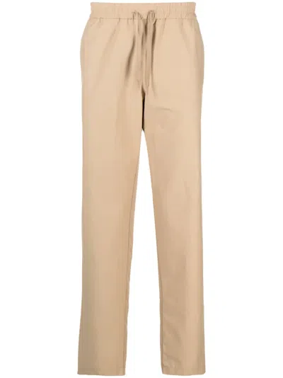 Moschino Logo-embroidered Straight-leg Trousers In Neutrals