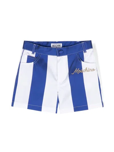 Moschino Kids' Logo-embroidered Striped Shorts In Multicolor
