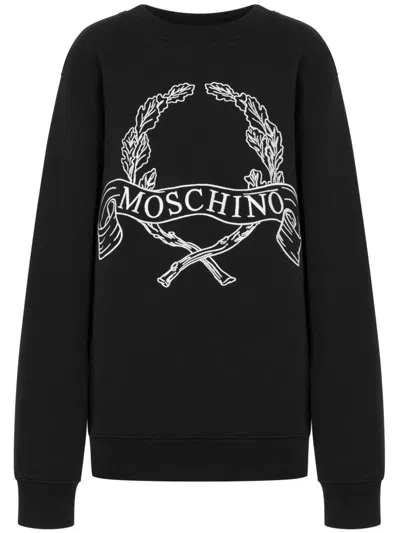 Moschino Logo-embroidered Sweatshirt In 黑色