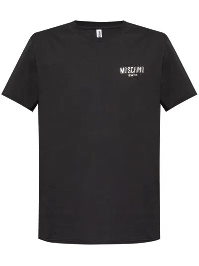 Moschino Logo-embroidered T-shirt In 0555 Black