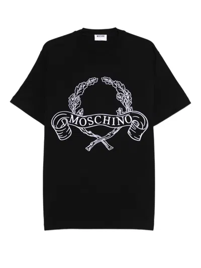 Moschino Logo-embroidered T-shirt In Black