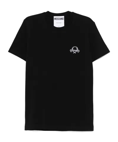 Moschino Logo-embroidered T-shirt In Black