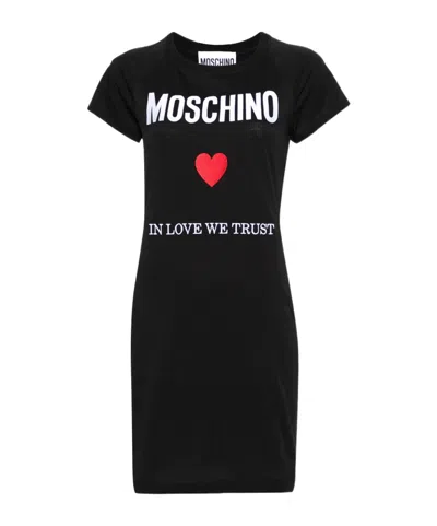 MOSCHINO MOSCHINO LOGO EMBROIDERED T-SHIRT DRESS