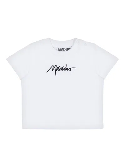 Moschino Babies' Logo-embroidered T-shirt In White