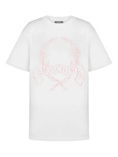 Moschino Organic Cotton Jersey T-shirt Laurel Crown In White