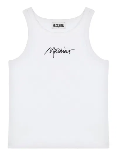 Moschino Kids' Tanktop Mit Logo-stickerei In White